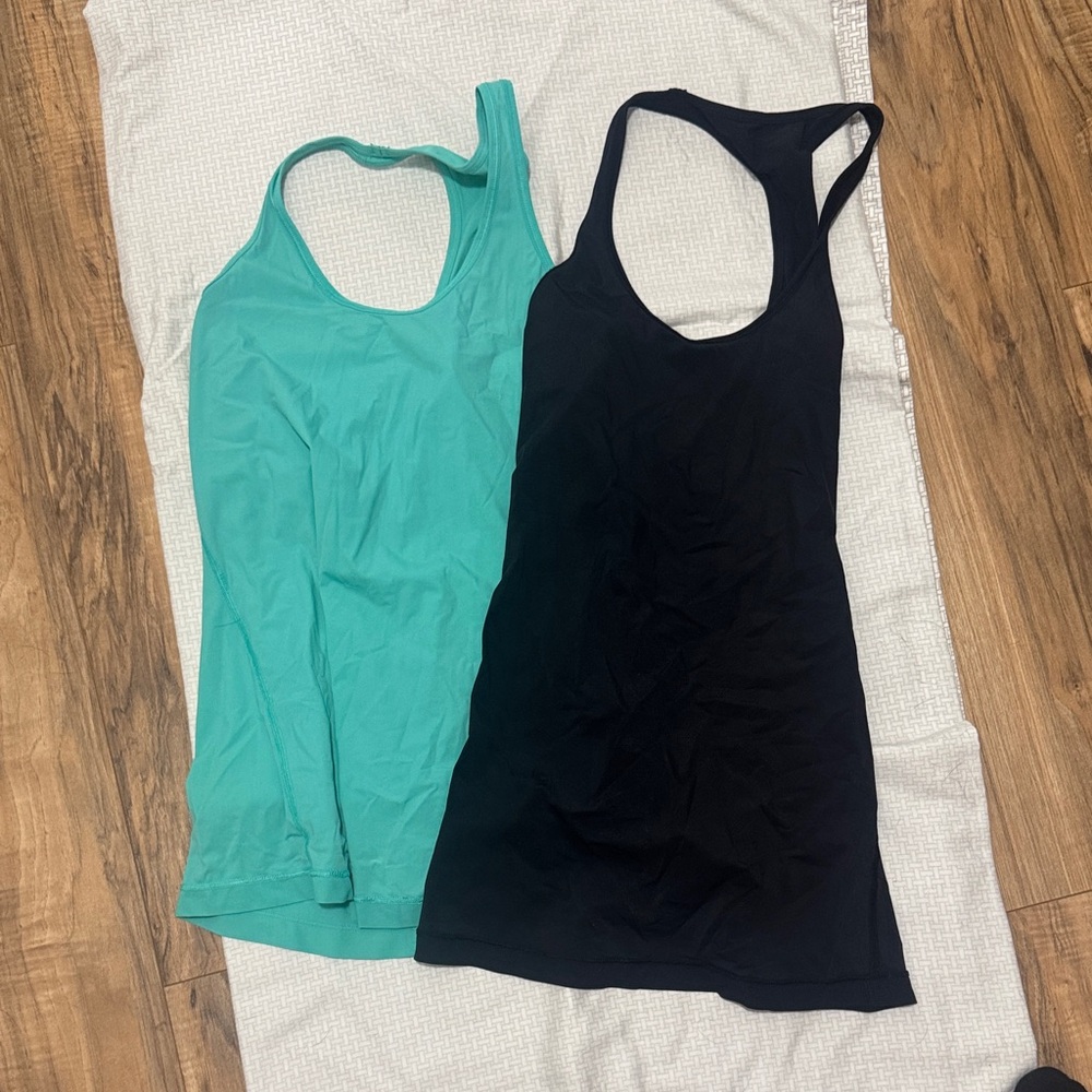 lululemon athletica Black and Teal Tank Tops